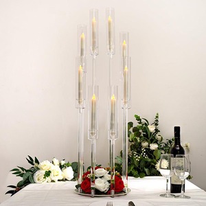Clear Acrylic Multi-head Candlestick <b>Tall</b> <b>Table</b> Centerpieces Candelabras Wedding Candle Holder for Restaurant Main <b>Table</b> Decor - Product Image 4