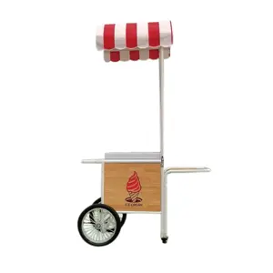 LVKE Hand Pushed Ice Cream Cart Mobile Sales Of Refrigerated Food Coffee Drinks