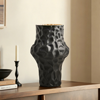 Vase en céramique imprimé en 3D TONFO, noir et blanc texturé, pot de fleurs de table, décoration minimaliste abstraite pour la maison, salon