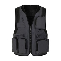 Gilet cargo pour homme, logo personnalisé, multi-poches, col en V, gilet de pêcheur pour l'escalade, la chasse, la randonnée, le journalisme, la photographie