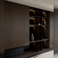 Meuble de rangement et vitrine de salon en bois, style italien minimaliste, personnalisable (OEM/ODM) pour projets hôteliers, appartements, villas et salons.