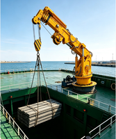 Grue de pont marine télescopique à flèche articulée hydraulique pour levage embarqué, manutention de marchandises et construction marine