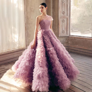 Женские элегантные вечерние платья на одно плечо с оборками Jancember SF253 - Product Image 1