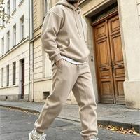 Hoodie dan Celana Panjang Gaya Amerika, Model Longgar, 2 potong, polos, tersedia untuk pesanan grosir