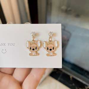 Aretes con Personajes de Dibujos Animados, Chapados en Oro, con Detalles de Cristal y Diamantes de Imitación, Set de Joyería para Mujer - Product Image 1