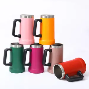 Groothandel 25 Oz Bier Dubbele Wand Roestvrij Staal Bier Mok Herbruikbare Thee Dubbelwandige Blanco Bier Stein Met Handvat