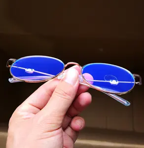 高端定制标志欧美复古金属框铰链UV400太阳镜平板蓝光阻挡眼镜