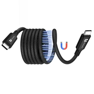 2024 New Technology Aluminum Alloy Braided USB3.2 Gen2 PD100W Fast Charge Type C To Type C USB Data Magnetic Charging Cable