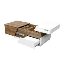 Table basse moderne avec rangement, plateau relevable, table centrale, 2 tiroirs