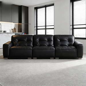Nuevo Sofá de Cuero Genuino de Lujo Urbano, Diseño Cuadrado, Esponja Duradera, Fácil de Limpiar, Estructura Resistente, Muebles para el Hogar - Product Image 2
