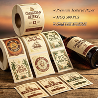 Etiquetas Personalizadas de Vinilo con Estampado y Relieve para Botellas de Vino Tinto y Licores