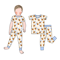 Piyama Anak Little Glow Kids, Grosir, Diskon Besar, Logo Custom, 2 Potong, Motif Lucu, Bahan Bambu, Ringan, dan Bernapas