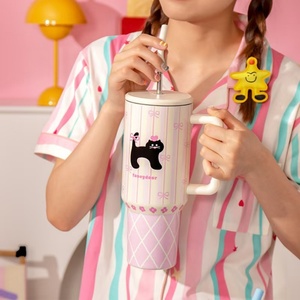 High-Value 40OZ Stainless Steel Insulated <b>Cup</b> with Portable Vacuum <b>Large</b> Capacity Cross-Border Car and Party Straw for Women - Product Image 6