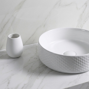 Lavabo da Bagno in Ceramica Bianca Pura Gunies Modello 1532, Design Moderno, Montaggio Rubinetto a Foro Singolo, Finitura Lucida - Product Image 2