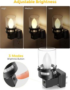 Veilleuse murale vintage à brancher, éclairage nocturne créatif sans flamme, veilleuses LED pour chambre et couloir - Product Image 3