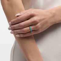 Bague fine empilable en argent sterling S925 plaqué or personnalisée avec turquoise, style bohème, pour femme, bijou quotidien, cadeau