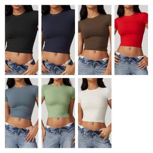 Camiseta Corta de Algodón Grueso con Estampado Hip Hop, Cuello Redondo, Ajuste Delgado, Transpirable, de Secado Rápido, Moda de Verano para <span class=keywords><strong>Mujer</strong></span> - Product Image 5