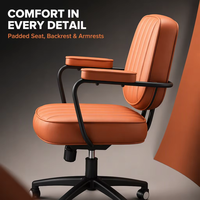 Chaise de bureau moderne en cuir pu pour ordinateur, chaise de bureau classique rembourrée en cuir pu