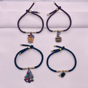 BM1192 Chic 18k Plaqué Or Émail Émail Fantôme Cri Citrouille Halloween <span class=keywords><strong>Poisson</strong></span> Charme Chaîne Cordon Bracelet pour Filles Garçons Femmes - Product Image 2