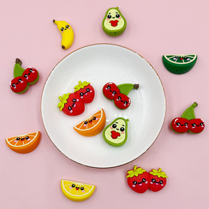 3D Silicone Fruit Beads For Bracelet Making Round Loose Beads Jewelry Accessories Avocado Cherry Strawberry Banana Orange Design - Product Image 3