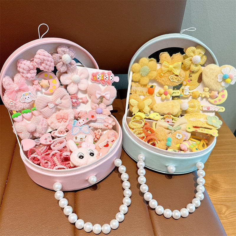 Children's Hair Accessories Girls Hair Clip Set Gift Box Little Girls Hair Card Princess Head String Leather Band Jewelry Box