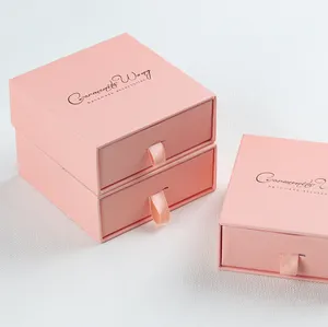 Caja de lujo para pendientes de anillo, cajas de brazalete de joyería con logotipo personalizado impreso