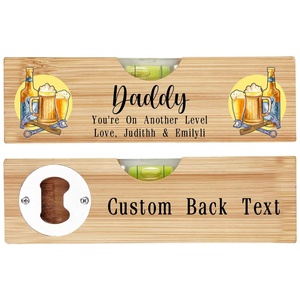 Regalo personalizado para el Día del Padre o cumpleaños: Regla de nivel de <span class=keywords><strong>madera</strong></span> con abridor de botellas y <span class=keywords><strong>medidor</strong></span> de altura para niños, con nombre. - Product Image 4