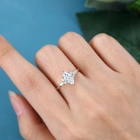 Labor-Gezüchteter Diamant Verlobungs- und Ehering 925 Sterling Silber IGI-Zertifiziert CVD HPHT Massiv 18k Vergoldet Damen Marquise-Schliff