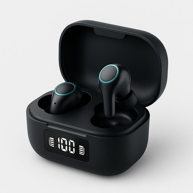 TWS Wireless BT 5.3 Noise Cancelling In-Ear Earbuds with LED Display Charging Case