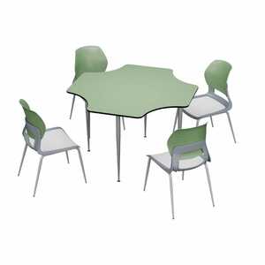 Lin Ying Four Seat Art Training <b>Desk</b> Chair <b>Set</b> Modern Minimalist Style School Use Board Material - Product Image 3