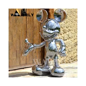 Custom Modern Metal Mickey Mouse Sculpture Mickey Stainless Steel Metal Sculpture Ornaments
