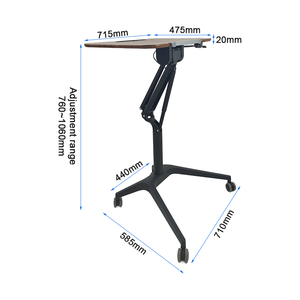 Table de conférence mobile pour ordinateur, réglable en hauteur avec mécanisme de levage à une touche, bureau pneumatique, roulettes verrouillables - Product Image 2