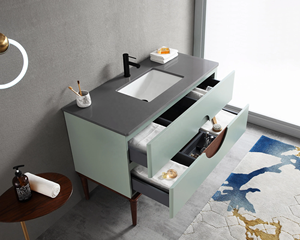 Hecho de 48 pulgadas de montaje en piso verde salvia vanidad de baño unidad - Product Image 3