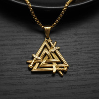 Collier pendentif triangle épée symbole viking nordique rétro en acier inoxydable pour homme, style punk hip-hop tendance MGXL460