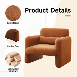 Ghế thư giãn bằng vải len Sherpa hiện đại, ghế bành êm ái bọc vải, ghế sofa đơn, ghế phụ có gối tựa lưng - Product Image 2