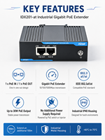 Extensor PoE Industrial de 2 Puertos 10/100/1000M para Riel DIN IEEE802.3af/at 100m, Extensor/Repetidor Ethernet PoE