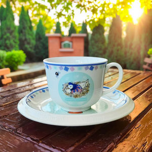 Ensemble de tasses et soucoupes à thé en céramique pour enfants, motif animal de dessin animé blanc, résistant aux hautes températures, avec couvercle et paille, pour promotions expresso - Product Image 2