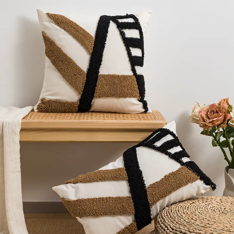 Capa de travesseiro tufado personalizada para sofá de tecido de algodão, capa de almofada boho para casa de fazenda, novidade nórdica