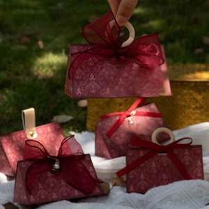 Boîte cadeau de bonbons de <span class=keywords><strong>mariage</strong></span> vintage avec ruban pour boîte de confettis de fête Boîte d'emballage de bonbons au chocolat de luxe - Product Image 4