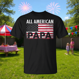 Camiseta con la Bandera Estadounidense para el Día del Padre, Celebración del 4 de Julio, Ropa Promocional PAPA USA - Product Image 3
