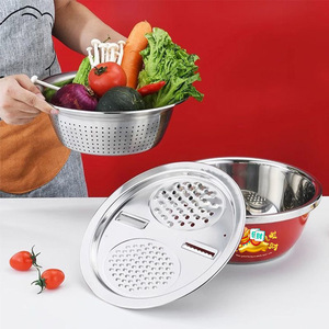 Stainless Steel Red Basin 24-32cm <b>Colander</b> <b>Strainer</b> For Vegetable Washing Household Use - Product Image 2