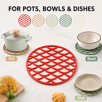 Sous-verre antidérapant en silicone résistant à la chaleur et imperméable ; Tapis de protection de table de style nordique américain pour la maison, pour bols/plats - En stock