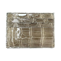 Portefeuille fin pour homme en cuir de crocodile véritable noir de luxe, porte-cartes de crédit, cuir exotique véritable, portefeuilles minimalistes