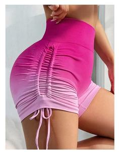 Shorts de yoga sans couture personnalisables avec votre LOGO, cordon de serrage latéral réglable, effet <span class=keywords><strong>dégradé</strong></span>, contrôle du ventre, pour pantalons de yoga à blocs de couleur - Product Image 4