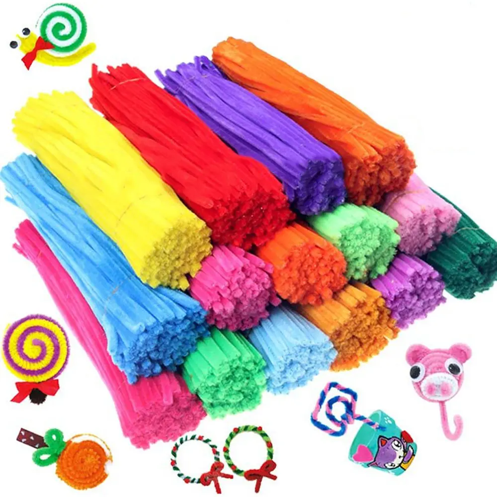 50pcs Kids Creative Colorful Diy Plush Chenille Sticks Chenille Stem Pipe Cleaner Stems Educational Toys Crafts For Kids