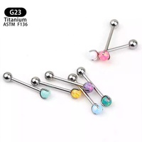 Barbell en titane G23 à trois griffes, motif 'Australian Treasure Ball', sans filetage, à enfiler, pour piercing langue, cartilage d'oreille et sourcil