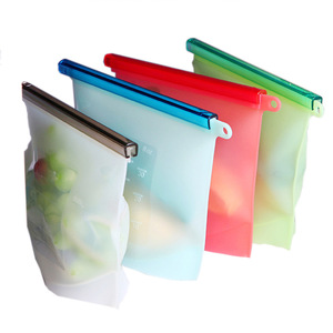 Leakproof Reusable Silicone Food Storage Bag with Reusable Ziplock Bags Holder