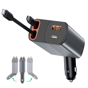 Chargeur de voiture HNT Source Factory Wholesale 78W, chargeur rapide 4 en 1 rétractable, 2 câbles Type C, chargeur de voiture portable USB pour <span class=keywords><strong>iPhone</strong></span> Pro Max - Product Image 1