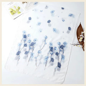 Bufanda de Fibra de Poliéster con Diseño Floral para Mujer, Estilo Chino, Pintada a Mano, Transpirable, Ideal para Viajes, Primavera/Otoño - Product Image 5