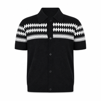 Grosir Pakaian Rajut Pria, Sweater Pria Jacquard Lengan Pendek, Kardigan Pria Kancing Desainer, Siap Kirim untuk Musim Panas
